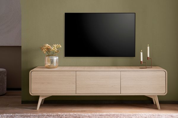 TV-Lowboard Elverum in Eiche natur TV Unterteil skandinavisch 180 x 53 cm, mit Push-to-Open