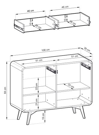 Sideboard Elverum in Eiche natur Kommode skandinavisch 108 x 84 cm, mit Push-to-Open