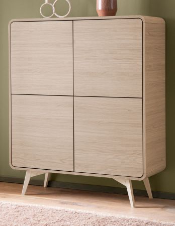 Highboard Elverum in Eiche natur Kommode skandinavisch 108 x 130 cm, mit Push-to-Open