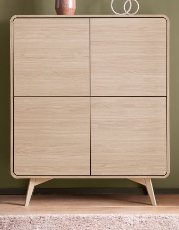 Highboard Elverum in Eiche natur Kommode skandinavisch 108 x 130 cm, mit Push-to-Open