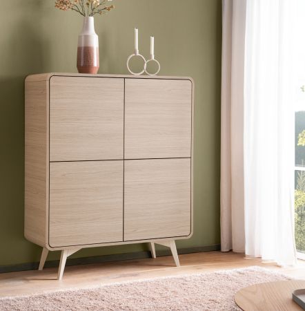 Highboard Elverum in Eiche natur Kommode skandinavisch 108 x 130 cm, mit Push-to-Open