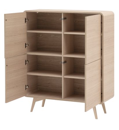 Highboard Elverum in Eiche natur Kommode skandinavisch 108 x 130 cm, mit Push-to-Open