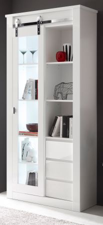 Vitrine Miami in wei Hochglanz Vitrinenschrank 93 x 201 cm, Soft-Close