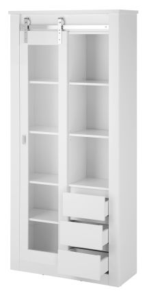 Vitrine Miami in wei� Hochglanz Vitrinenschrank 93 x 201 cm, Soft-Close