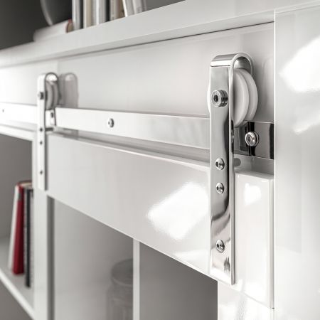 Vitrine Miami in wei� Hochglanz Vitrinenschrank 93 x 201 cm, Soft-Close