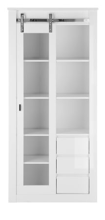 Vitrine Miami in wei� Hochglanz Vitrinenschrank 93 x 201 cm, Soft-Close
