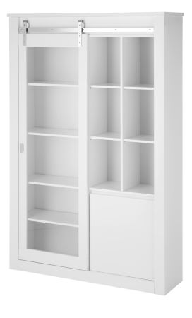 Vitrine Miami in wei� Hochglanz Vitrinenschrank 133 x 201 cm, Soft-Close