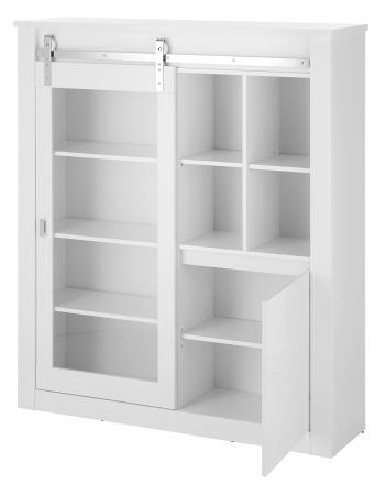 Vitrine Miami in wei� Hochglanz Vitrinenschrank 133 x 153 cm, Soft-Close