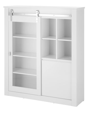 Vitrine Miami in wei� Hochglanz Vitrinenschrank 133 x 153 cm, Soft-Close
