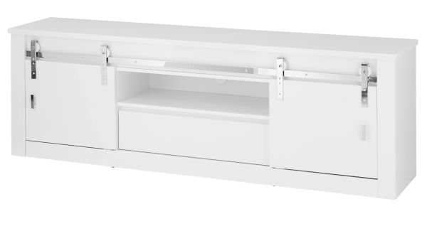 TV-Lowboard Miami in wei� Hochglanz TV Unterteil in Komforth�he 201 x 66 cm, Soft-Close