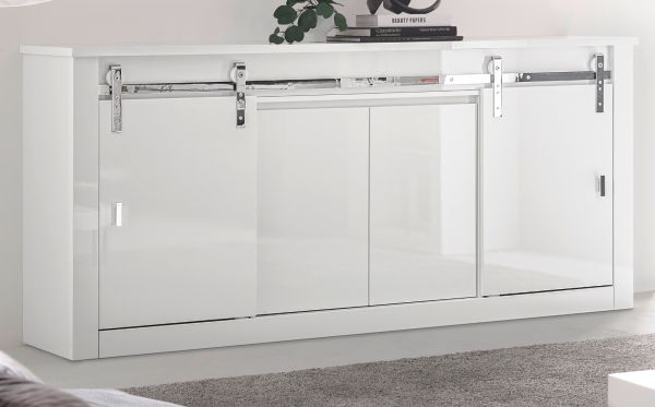 Sideboard Miami in wei� Hochglanz Kommode 201 x 92 cm, Soft-Close