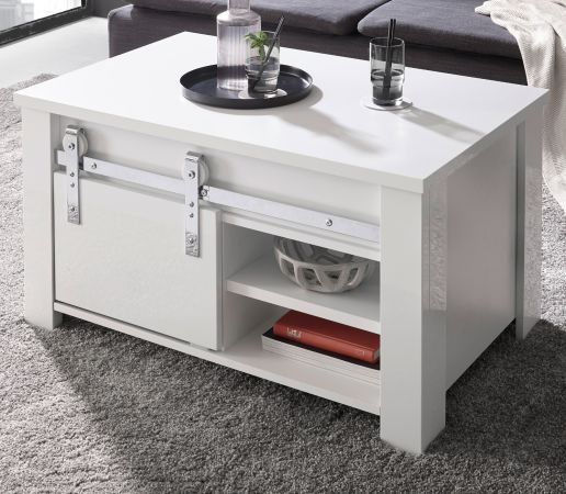 Couchtisch Miami in wei Hochglanz Beistelltisch 93 x 60 cm