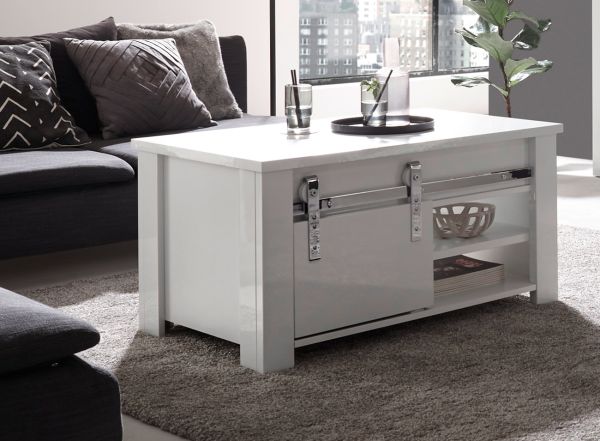 Couchtisch Miami in wei� Hochglanz Beistelltisch 93 x 60 cm