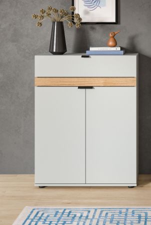 Schuhschrank Janko in grau und Evoke Eiche Flur Kommode 75 x 98 cm, Soft-Close