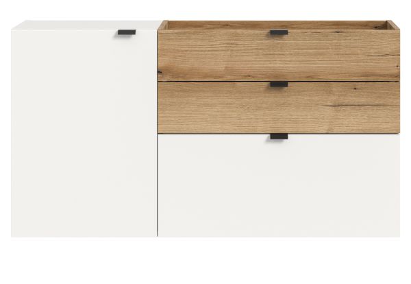 Schuhschrank Janko in wei� und Evoke Eiche Flur Kommode h�ngend 120 cm, Soft-Close
