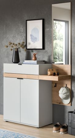 Garderobe Set 2-teilig Janko in grau und Evoke Eiche 110 x 194 cm, Soft-Close