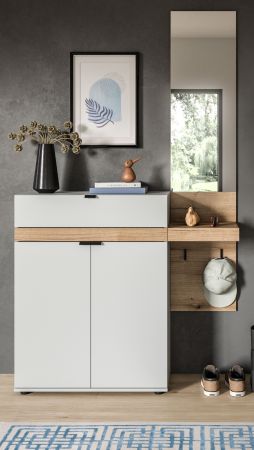 Garderobe Set 2-teilig Janko in grau und Evoke Eiche 110 x 194 cm, Soft-Close