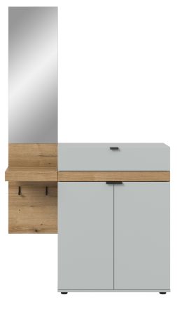 Garderobe Set 2-teilig Janko in grau und Evoke Eiche 110 x 194 cm, Soft-Close