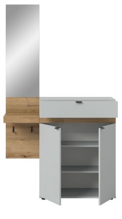 Garderobe Set 2-teilig Janko in grau und Evoke Eiche 110 x 194 cm, Soft-Close