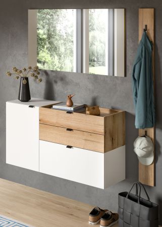 Garderobe Set 3-teilig Janko in wei und Evoke Eiche 150 x 194 cm, Soft-Close