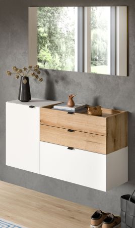 Garderobe Set 2-teilig Janko in wei und Evoke Eiche 120 x 194 cm, Soft-Close