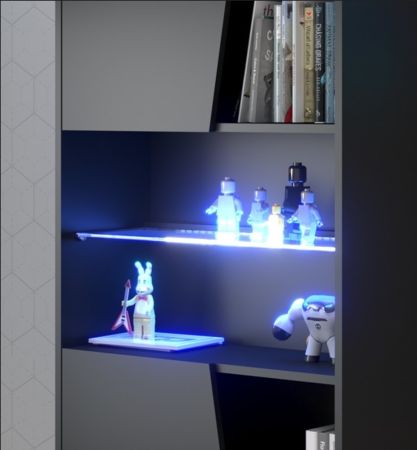 Parisot Gaming Set Meta in schwarz und Eiche Gamingtisch und Schrank inkl. LED mit Farbwechsel