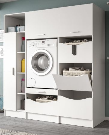 Waschmaschinenschrank Flexy in wei Set 3-teilig 176 x 196 cm