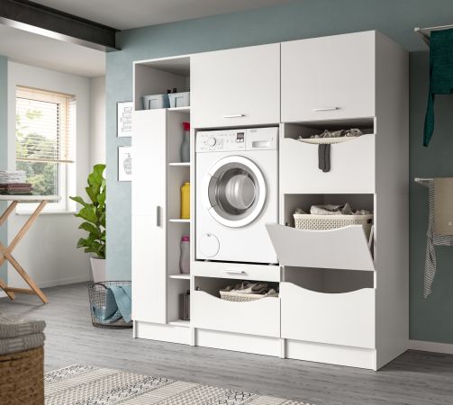 Waschmaschinenschrank Flexy in wei Set 3-teilig 176 x 196 cm