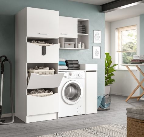 Waschmaschinenschrank Flexy in wei Set 4-teilig 155 x 196 cm