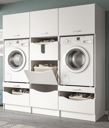 Waschmaschinenschrank Flexy in wei Set 3-teilig 192 x 196 cm