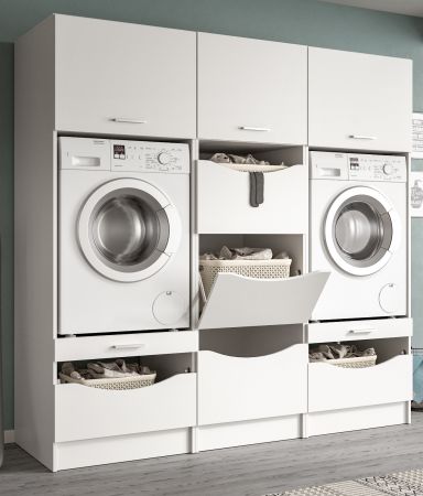 Waschmaschinenschrank Flexy in wei Set 3-teilig 192 x 196 cm
