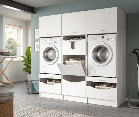 Waschmaschinenschrank Flexy in wei Set 3-teilig 192 x 196 cm