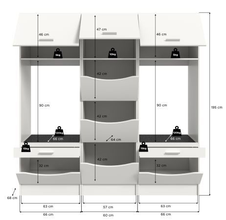Waschmaschinenschrank Flexy in wei Set 3-teilig 192 x 196 cm