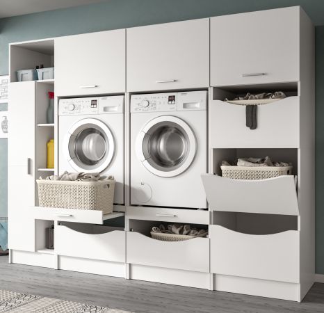 Waschmaschinenschrank Flexy in wei Set 4-teilig 242 x 196 cm