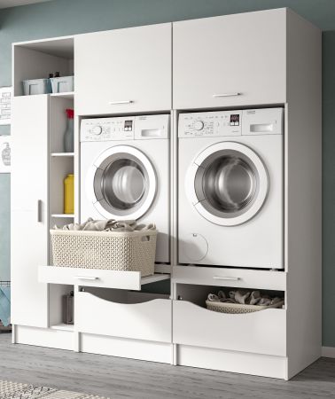 Waschmaschinenschrank Flexy in wei Set 3-teilig 182 x 195 cm