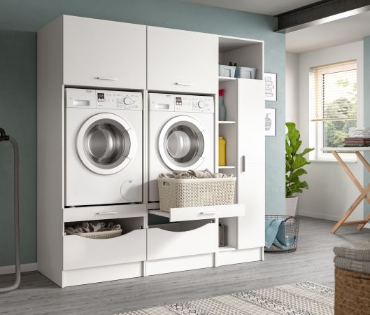 Waschmaschinenschrank Flexy in wei Set 3-teilig 182 x 195 cm