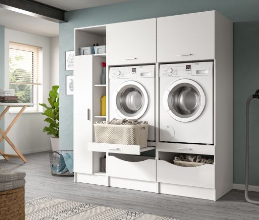 Waschmaschinenschrank Flexy in wei Set 3-teilig 182 x 195 cm