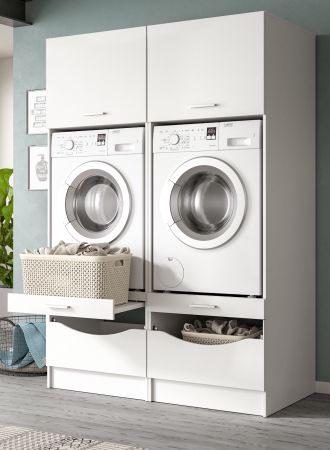 Waschmaschinenschrank Flexy in wei Set 2-teilig 132 x 195 cm