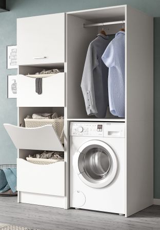 Waschmaschinenschrank Flexy in wei Set 2-teilig 126 x 196 cm
