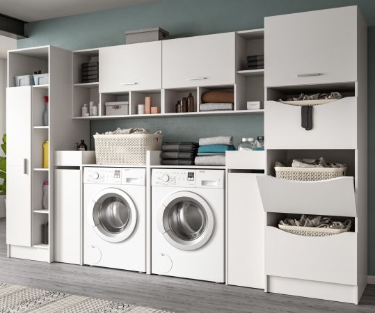 Waschmaschinenschrank Flexy in wei Set 8-teilig 300 x 196 cm