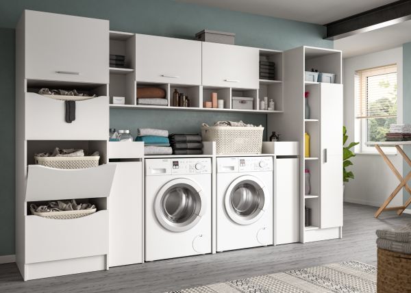 Waschmaschinenschrank Flexy in wei� Set 8-teilig 300 x 196 cm