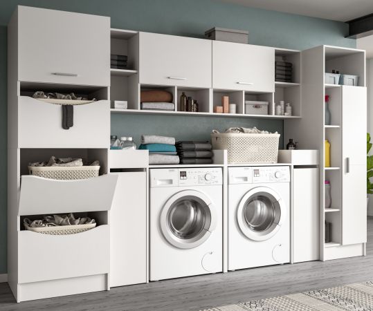 Waschmaschinenschrank Flexy in wei� Set 8-teilig 300 x 196 cm