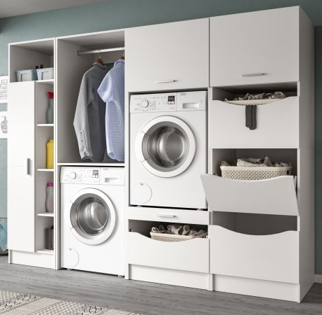 Waschmaschinenschrank Flexy in wei Set 4-teilig 242 x 196 cm