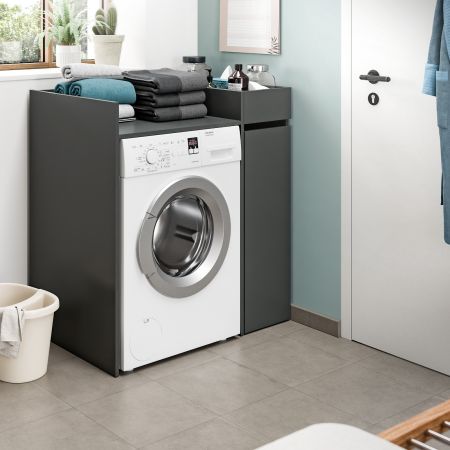 Waschmaschinenumbau Set Flexy in grau 2-teilig �berbauschrank und Anstellregal