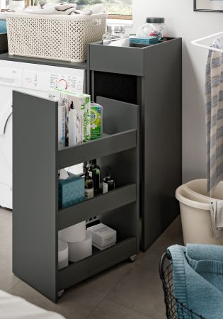 Waschmaschinenumbau Set Flexy in grau 3-teilig �berbauschrank und 2 x Anstellregal