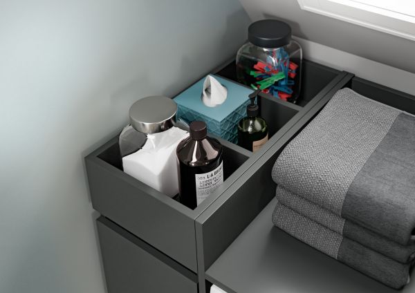 Waschmaschinenumbau Set Flexy in grau 3-teilig �berbauschrank und 2 x Anstellregal