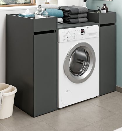 Waschmaschinenumbau Set Flexy in grau 3-teilig �berbauschrank und 2 x Anstellregal
