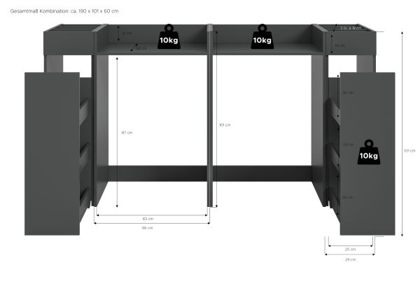 Waschmaschinenumbau Set Flexy in grau 4-teilig 2 x �berbauschrank und 2 x Anstellregal