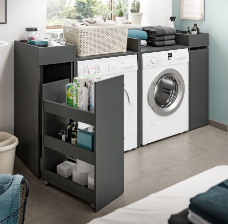 Waschmaschinenumbau Set Flexy in grau 4-teilig 2 x �berbauschrank und 2 x Anstellregal