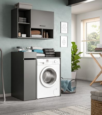 Waschmaschinenschrank Flexy in grau Set 3-teilig 95 x 195 cm
